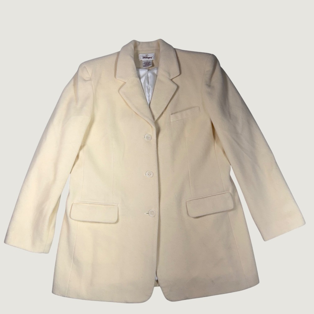 Vintage Worthington Blazer Coat Womens 14 Cream Professional Wool Cashmere Blend